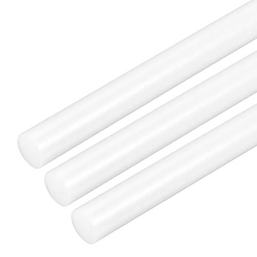uxcell 3pcs Plastic Round Rod 5/8 Inch Dia 20 Inch Length White (POM) Polyoxymethylene Rods Engineering Plastic Round Bars(15mm)