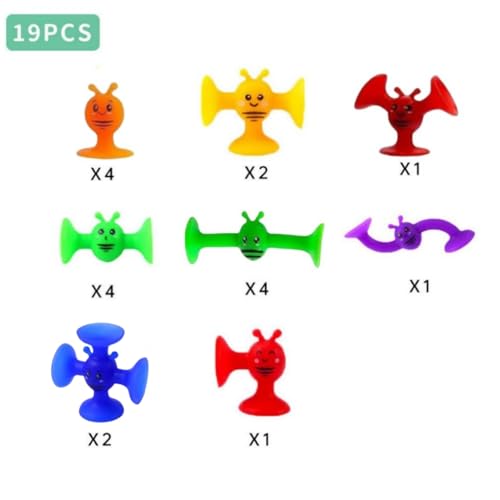 Image of 19Pcs Textured Suction Bath Toys, Hole-Free Anti-Mold Sensory Building Set | Intelligent Early Education Multi-Form Jigsaw Puzzle Soft Building Blocks