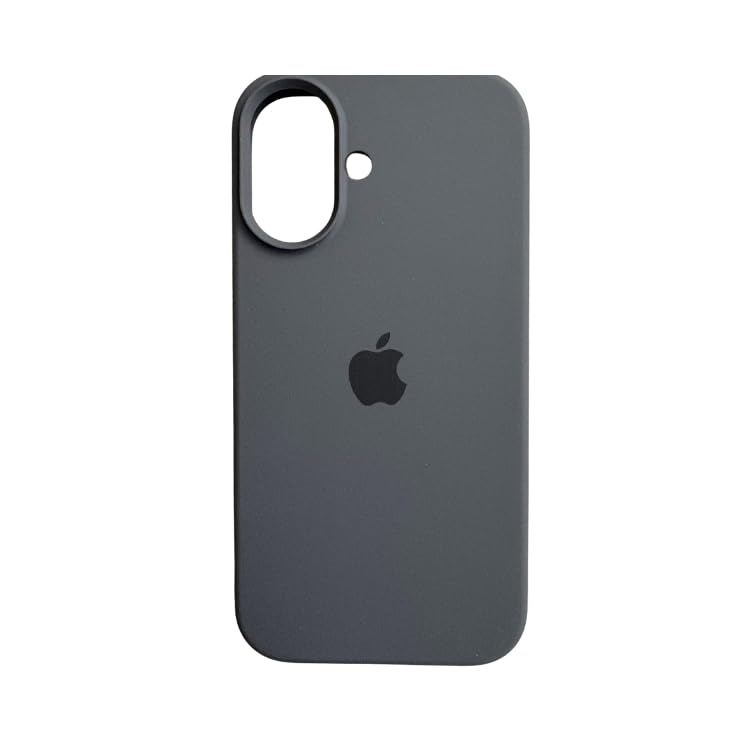 Basic Silicone Case Compatible with iPhone 16 – Premium Protection with Soft Fabric Inner Lining (Grey)