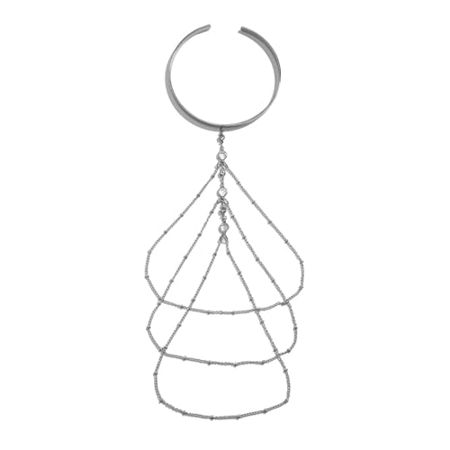 Simple Crystal Bead Tassel Upper Arm Chain Bracelet Multi-layered Bikini Armlet Rhinestone Adjustable Open Arm Cuff Bangle Bracelets Summer Beach Body Jewelry for Women4