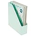 mDesign Plastic Slim Vertical File Folder Storage Organizer Bin with Handle, Hold Notebooks, Binders, Envelopes, Magazines for Home Office, Work Desktops, Ligne Collection, 8 Pack, Mint Green