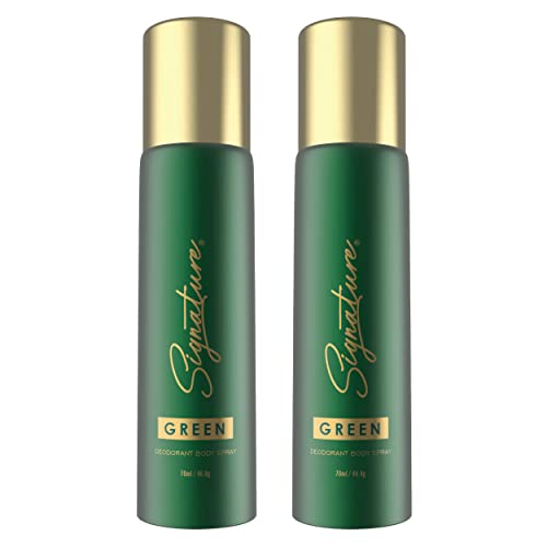 Image of Signature Deodorant Body Spray - Green | Floral Amber Scent | Long Lasting Fragrance | Fights Body Odour | Skin Friendly Deo | Everyday Use | For Men, Women (Unisex) | Pack of 2 (70ml x 2)