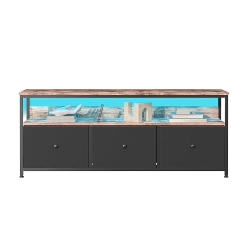MINGZHE Meuble TV, style rétro, support TV avec tiroirs, centre de divertissement, console multimédia, support TV pour salon, style rétro, noir, 108 x 30 x...