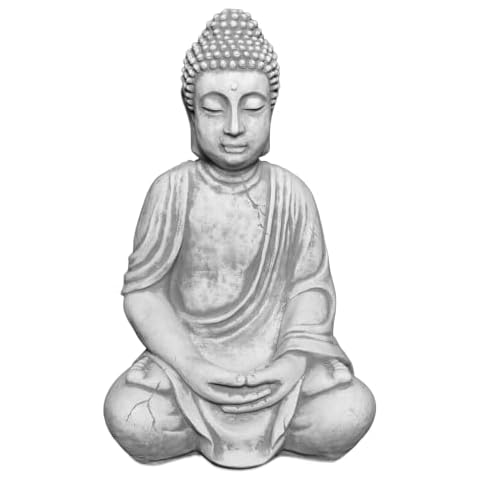 Stunning Solid Stone Buddha Cast Stone Frost Resistant, grey, 52 cm Cover
