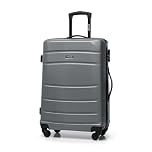 WITTCHEN Valigia Media Trolley Valigia Rigida in ABS Valigia Bagaglio Valigie con 4 Ruote Serratura a combinazione Maniglia telescopica Globe Line Grigio Ryanair/ITA Airways/easyJet