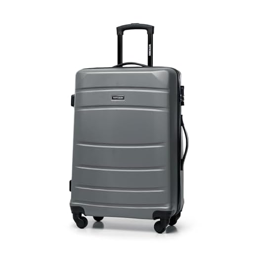 WITTCHEN Valise de Voyage Valise Moyenne Valise à roulettes ABS Trolley avec 4 roulettes Spinner Serrure à Combinaison Poignée télescopique Globe Line Taille L Gris
