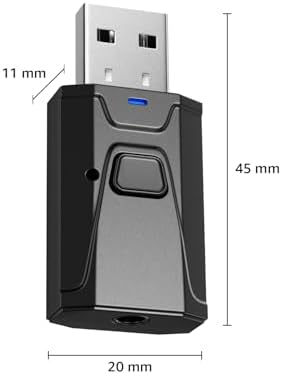 Amazon Basics Car USB Bluetooth 5.0 Transmitter Receiver | 3.5mm Aux Jack | Hands-Free | Driverless Plug and Play | Built-in Mic | 10m Range | for Home Theatre/Headphones/PC/TV