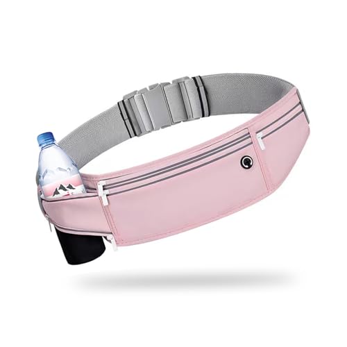 Image of Slim Running Belt for Women Men,Runners Fanny Pack Phone Holder,Money Belt,Running Gear Accessories,with 3 Pockets (Jet Pink)