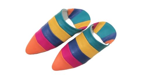 Handmade Moroccan Leather Slippers for Women babouche slippers women for home and outside Colorful Pointed Babouches, Moroccan babouche traditional Soft Indoor Flats, Boho Artisan Shoes (7 US)
