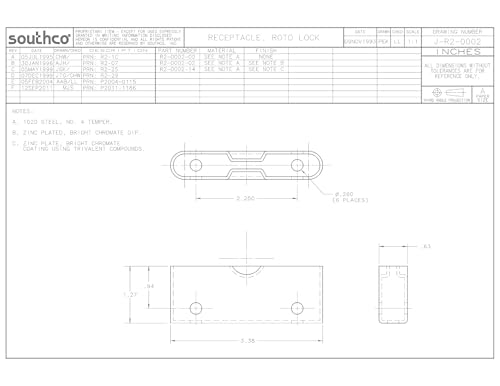 Image of Southco Heavy Duty Roto Lock Kit - Concealed Panel Fastening Draw Latch Coffin Lock - R2-0055-02 & R2-0002-02