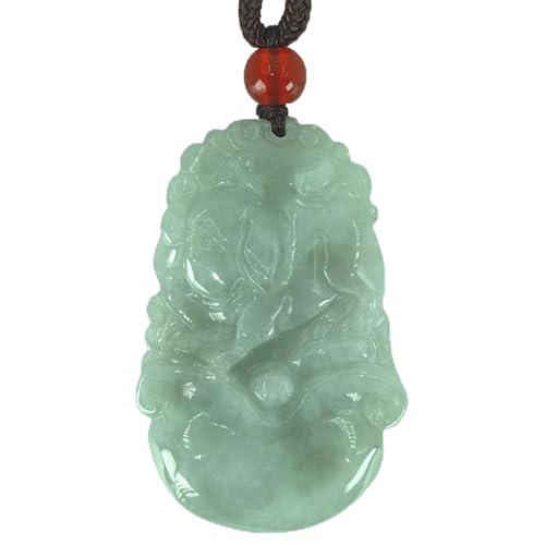 A5GOLD Jade Necklace, Natural Jade Stone Chinese Zodiac Pendant, Jadeite Jewelry Lucky Charm Gemstone Necklace D-Z-K01 (12 - Pig Zodiac)
