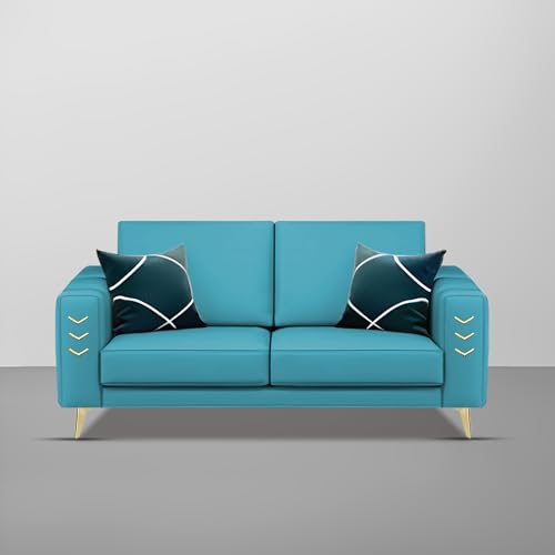 Image of Casaliving Falco 2 Seater Sofa Set for Living Room (Turquise Fabric) Premium Fabric Sofa