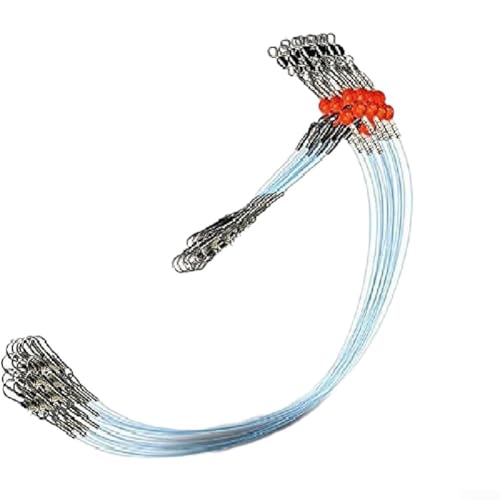 Nylon Monofilament Fishing Leader Rig 68cm Wire Line Leaders with Snap Swivels for Bottom Surf Fishing Bass Pike Salmon Trout Catfish 6 Pack Blue White（1 Blue Head）
