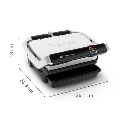 Foto von Tefal OptiGrill Elite XL Kontaktgrill, 16 Programme, Digitales Display mit Garstufenanzeige, abnehmbare XL-Platten, Grillboost-Funktion, intuitive Bedienung, Elektrogrill, Edelstahl, GC760D12
