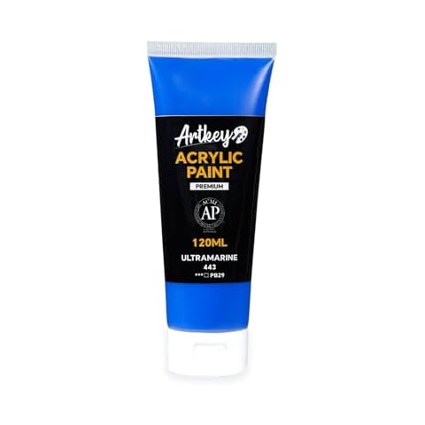 Artkey Acrylic Paint - Ultramarine (120 ml/4.06 oz) Tubes, Rich & Vibrant Pigments, Professional Artists Acrylic Paints - Art Supplies for Canvas Wood Rock Clay Fabric Ceramics Art Crafts Painting Cover