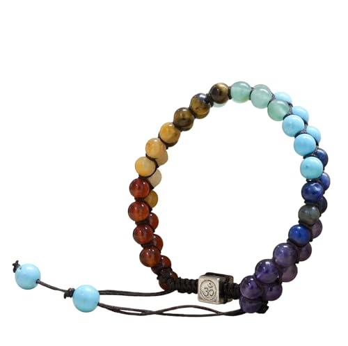 Image of 7 Chakra Healing Crystal Bracelet for Men & Women | Natural Stone Beads | Meditation, Yoga & Anxiety Relief Bracelet | Reiki Energy Balancing Beads with Amethyst, Lapis Lazuli, Aventurine, Carnelian & Jasper