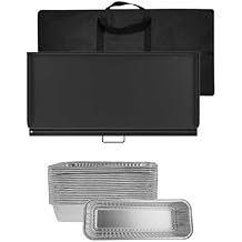 Griddle for Camp Chef 14" 2-Burner Stove Cooking Systems and 20-Pack Grease Liners, Professional Carbon Steel Flat Top Griddle with Carry Bag for Camp Chef Outdoor Cooking Equipment, 14 x 32 Inch