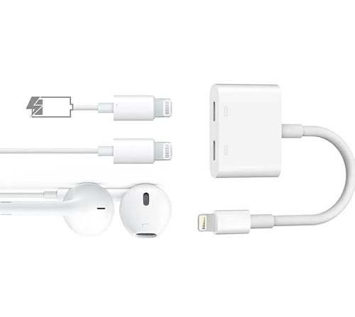 Adaptador 2 em 1 Lightning + Lightning Para Carregar E Usar Fone e Microfone com entrada Lightning a