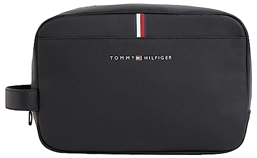 Tommy Hilfiger Herren Kulturbeutel Essential Pique Kunstleder, Schwarz...