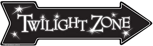 TSOSK Panneau fantaisie en métal avec flèche vintage dans la zone crépusculaire, flèche gauche pour décoration murale, plaque métallique en aluminium 12,7 x 43,2 cm