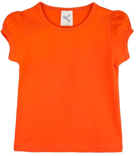 Image of Lilax Girls Short Puff Sleeve Cotton T-Shirt, Toddler & Little Girls Top | 95% Cotton Puff Sleeve Tee; Crewneck, Short Sleeve; Toddler & Girls Sizes 2T-12; for School, Play & Everyday; Machine Wash