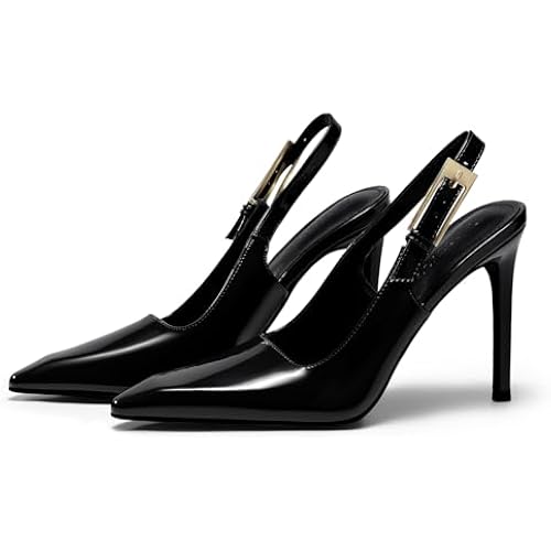 Coutgo Women's Slingback High Heels Pointed Toe Stilettos