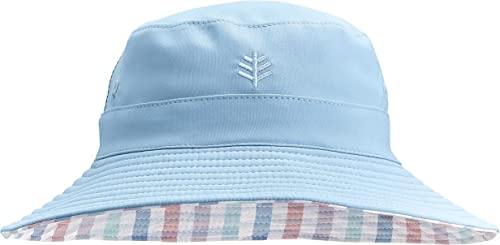 Coolibar Upf 50+ Kid's Landon Reversible Bucket Hat - Sun Protective (Large/X-Large- Light Blue Midsummer Plaid) #TOP9