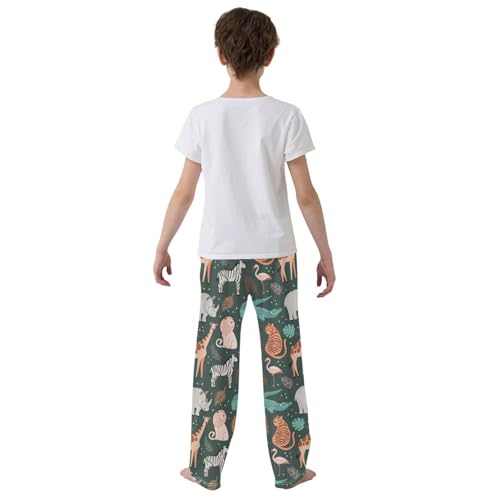 Zebra Giraffe Tiger Boys Long Pants Soft Trousers Elastic Waist Kids Lounge Bottoms with Pockets S-XL3