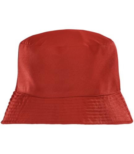 ASVP Shop Reversible Bucket Hat Unisex Summer Sun Hat Recycled Polyester Festival Hat Lightweight Wide Brim Fishing & Beach Cap (UK Alpha S M Red / White)