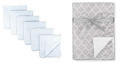 Muslin Burp Cloth and Minky Blanket Bundle by Comfy Cubs
