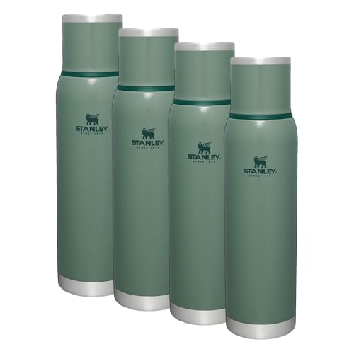 Image of Stanley Adventure-To-Go Vacuum Bottle 1.4Qt Wide Mouth with Leakproof Cup Lid Keep Drinks Hot or Cold Packable for Travel Insulated Stainless Steel Thermal Bottle BPA-Free Hammertone Green (Pack of 4)