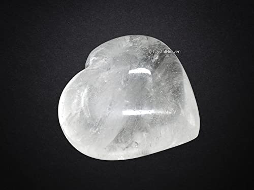 Image of Crystal Heaven Certified Clear Quartz Crystal Heart Palm Pebbles Stones For Anxiety Stress Relief Massage - Aaa Grade Original Healing Gemstone Agate Heart Palm Stone For Yoga Meditation Spiritual