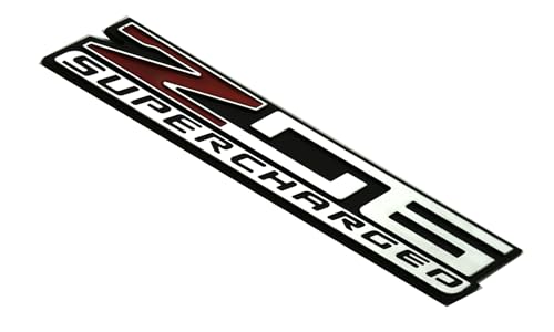 Image of 2Pcs New Z06 Blown Supercharged Engine Emblems 3D Badges Nameplate Compatible with Chevy Corvette (Chrome Red)