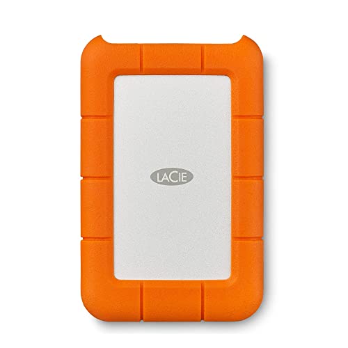 LaCie Rugged USB-C, 2TB, Portable External Hard Drive, Drop, Shock, Dust, Rain Resistant, for Mac & PC, 3 year Rescue Services (STFR2000800)