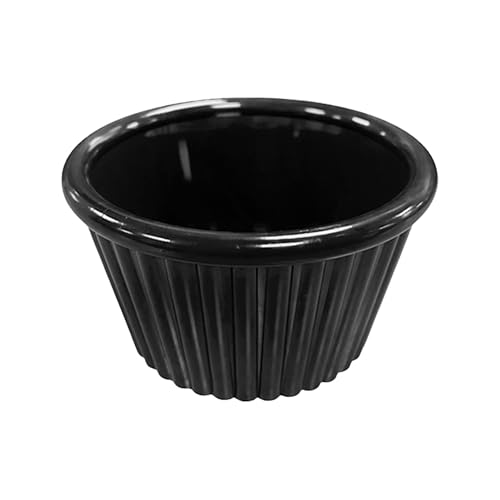 Chabrias Pack of 24 Fluted Traditional Ramekins Condiment Pots, Sauce Ramekins, Dip Bowls, Tough Plastic Sauce Pots, Made in England (Black 1.5oz) - Image 3