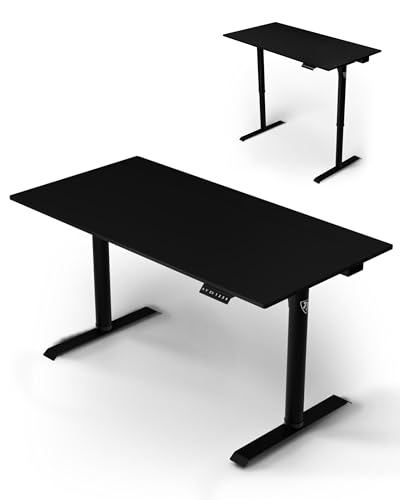 Image of Arozzi Arena Nordico Gamer Desk - 55x27.6 inch Electric Standing Table - PC Gaming Desk with Storage for Cables - Dual Cable Baskets, Split Tabletop, Monitor Arm Friendly - Black