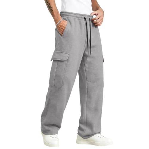 Sweatpants For Men Baggy Open Bottom Hiking Jogger Cargo Pants With Pockets | Men's Cargo Work Pants With Pockets Lightweight Wide Leg Sweat Pants Baggy Joggers Open Bottom Gym Drawstring Workout Trouser - image 2