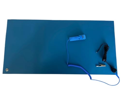 Image of CHIP QUIK CQ-ESD-MAT-1x2 1 x 2 Foot ESD Mat 2mm /0.079 inch Thick, Light Blue, 2 Buttons, Wrist Strap, Ground Cord