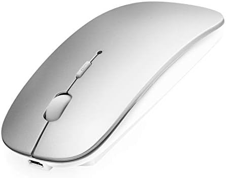 AE WISH ANEWISH Bluetooth Mouse for Laptop/iPad/iPhone/Mac(iOS 13.1.2 and Above)/Android PC,Wireless Slim USB Rechargable Quiet Mice Compatible with Windows/Linux/Notebook/MacBook Air,Silver