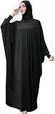Women's Solid Muslim One-Piece Prayer Abaya Kaftan with Hijab - Full Length Black