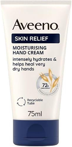 Aveeno Skin Relief Hand Cream Moisturiser for Very Dry Skin 75 ml Pack of 1 with Soothing Triple Oat Complex and Shea Butter for Intense Hydration and Skin Barrier Protection