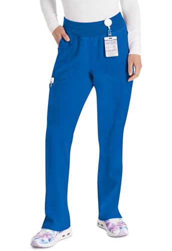 Dickies EDS Essentials Women Scrubs Pant Natural Rise Tapered Leg Pull-on DK005, L, Royal