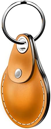 VogDUO Leather AirTag Keychain Case - Full Cover with Clip Braided Lanyard Metal Key Ring Holder Enclosure for Wallet, Backpack, Luggage, Cat Dog Collar, Pet, Accessories, Keys (Tan, Brown) 