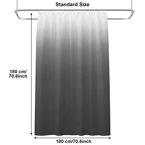 Lollanda Shower Curtain, Gradient Gray Shower Curtains with Strong Hooks, Thick Duty Bath Curtains Bathroom Accessories - Image 2