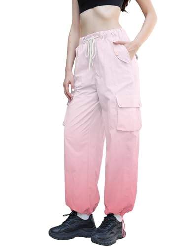 Image of Cromoncent Cargo Pants Girls & Women Parachute Pants Y2K Baggy Rave Clothes Waterproof with Pockets, 6 Years - 3XL