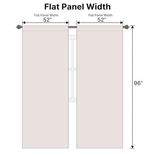 Image of H.VERSAILTEX Blackout Curtains Thermal Insulated Window Treatment Panels Room Darkening Blackout Drapes for Living Room Back Tab /Rod Pocket Bedroom Draperies, 52 x 96 Inch, Stone, 2 Panels