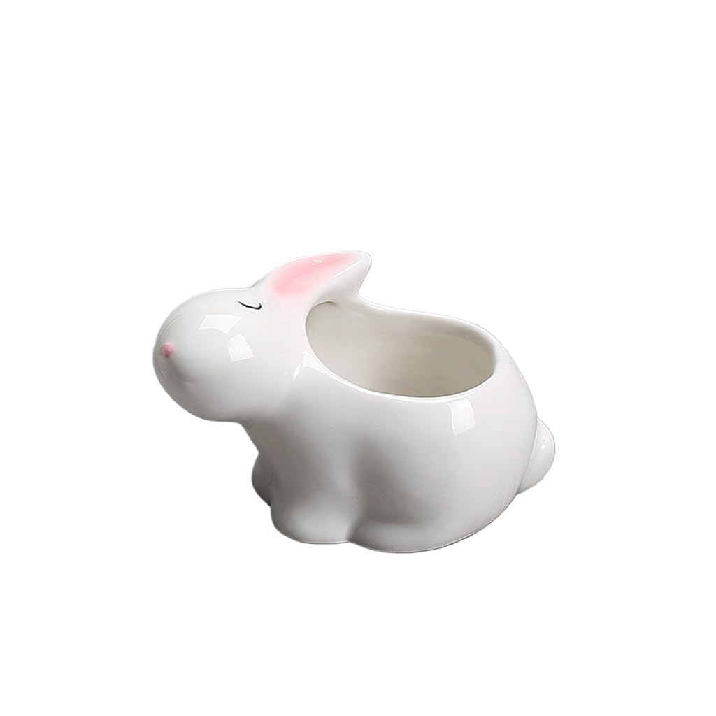 GELASIGE Flower Pots Rabbit Ceramic Flowerpot, Gardening Creative Succulent Flowerpot, Tabletop Potted Plant Ornaments Outdoor Flower Pots(S)