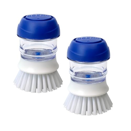 Image of CELOX 2 Pack Dish Brush with Soap Dispenser Soap Dispensing Palm Brush for Cleaning Pots, Dishes