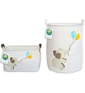 KAZULO Elephant Baskets 2 Pack Set, Kids Laundry Baskets, Baby Laundry Basket, Baby Hamper for Nu...