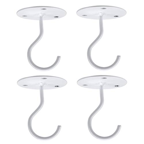 Sumnacon - 4 ganchos de techo para colgar en la pared, colgantes, candelabros, platos, macetas, colgadores, para lámparas, comederos de pájaros, macetas, linternas (blanco) Cover